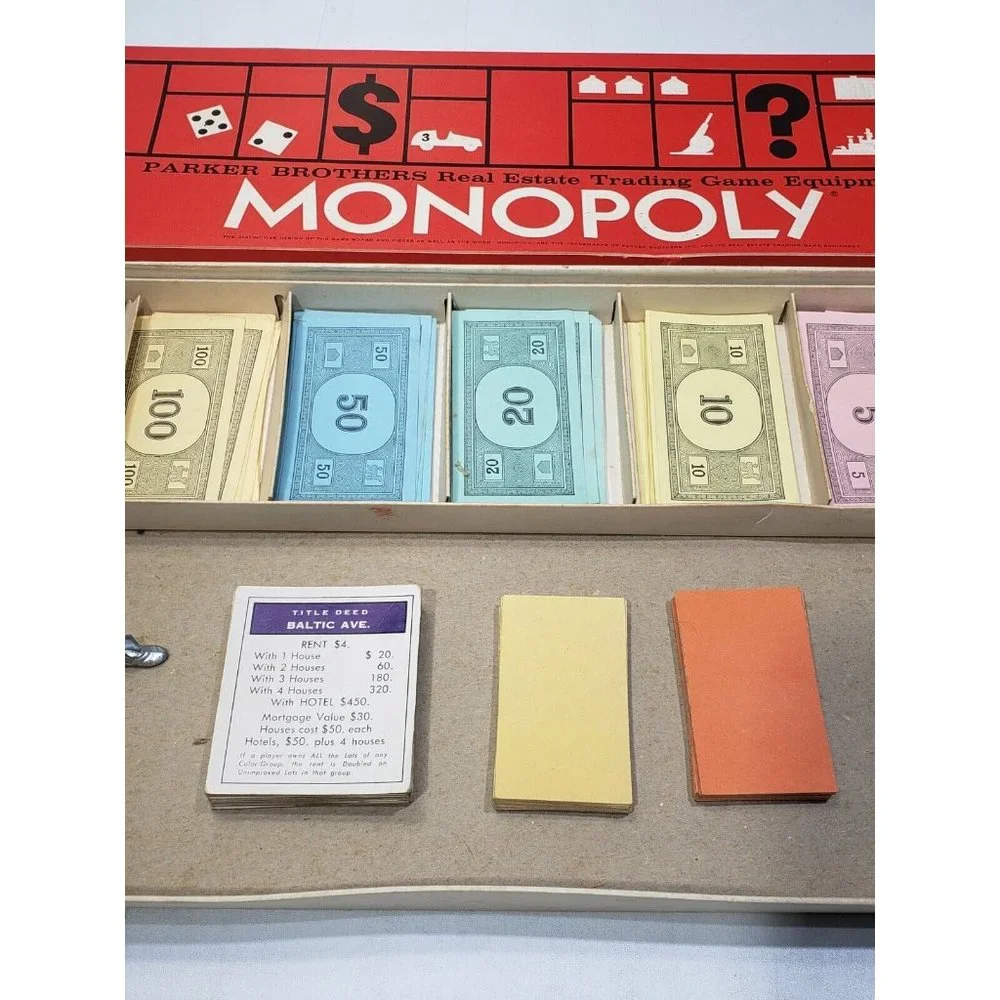 Vintage 1961 Monopoly Board Game by Parker Brothers  Classic Original Complete